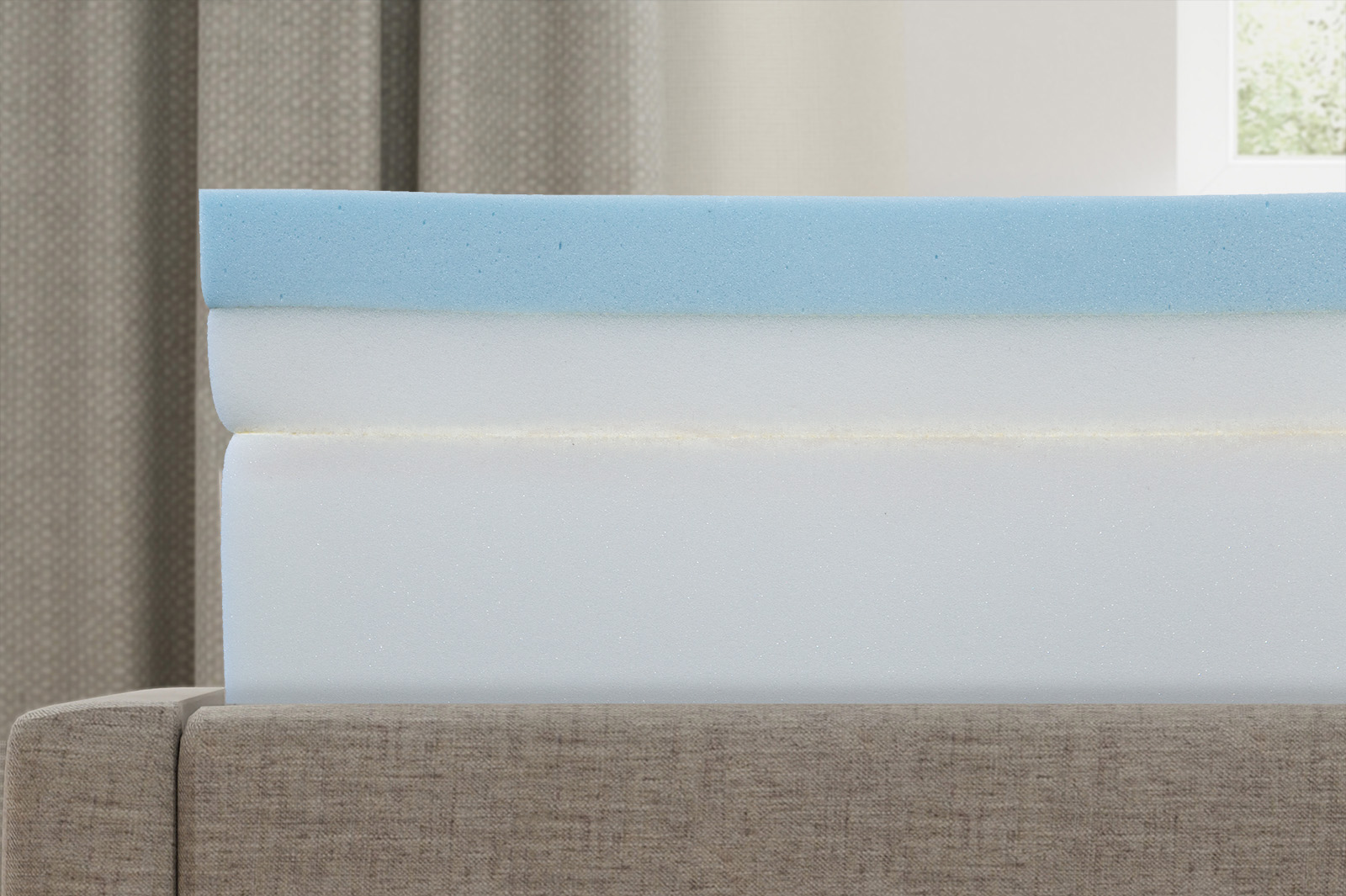 DouglasOriginalInternalsSide MattressReviewscom close up side view of the internal layers of the Douglas Original mattress