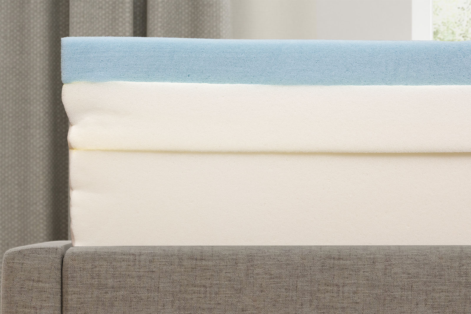 EndyInternalsSide MattressReviewscom close up side view of the internal layers of the Endy mattress